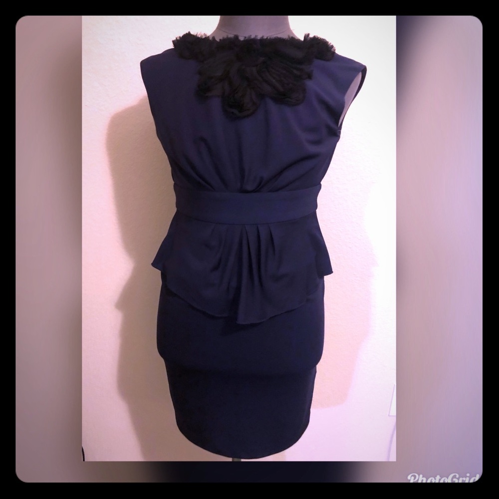 Deep Navy Peplum Dress
